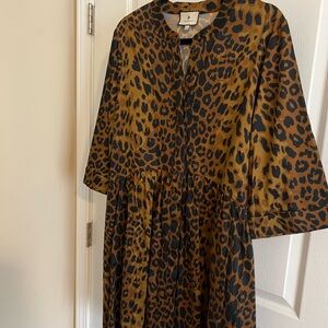 Tuckernuck Black and Brown Leopard-Print Midi Dress